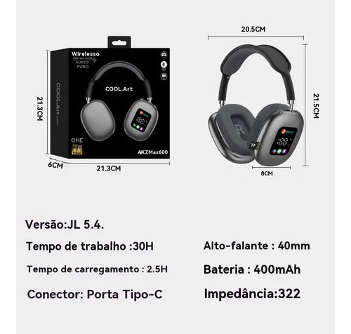 audífonos inalámbricos con pantalla táctil akz max 600